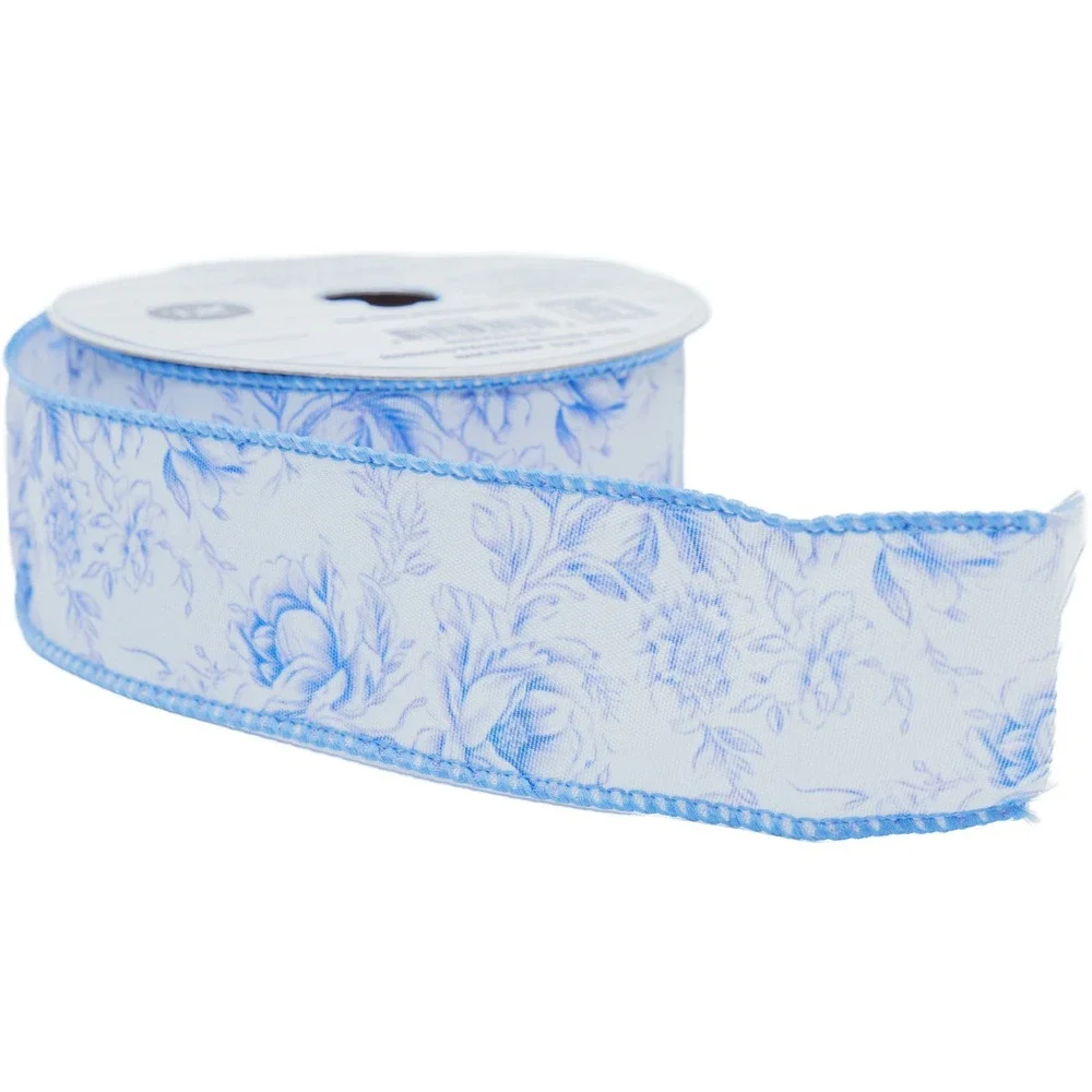 My‎ Texas House Blue Floral Ribbon 18ft Toile Americana Decor